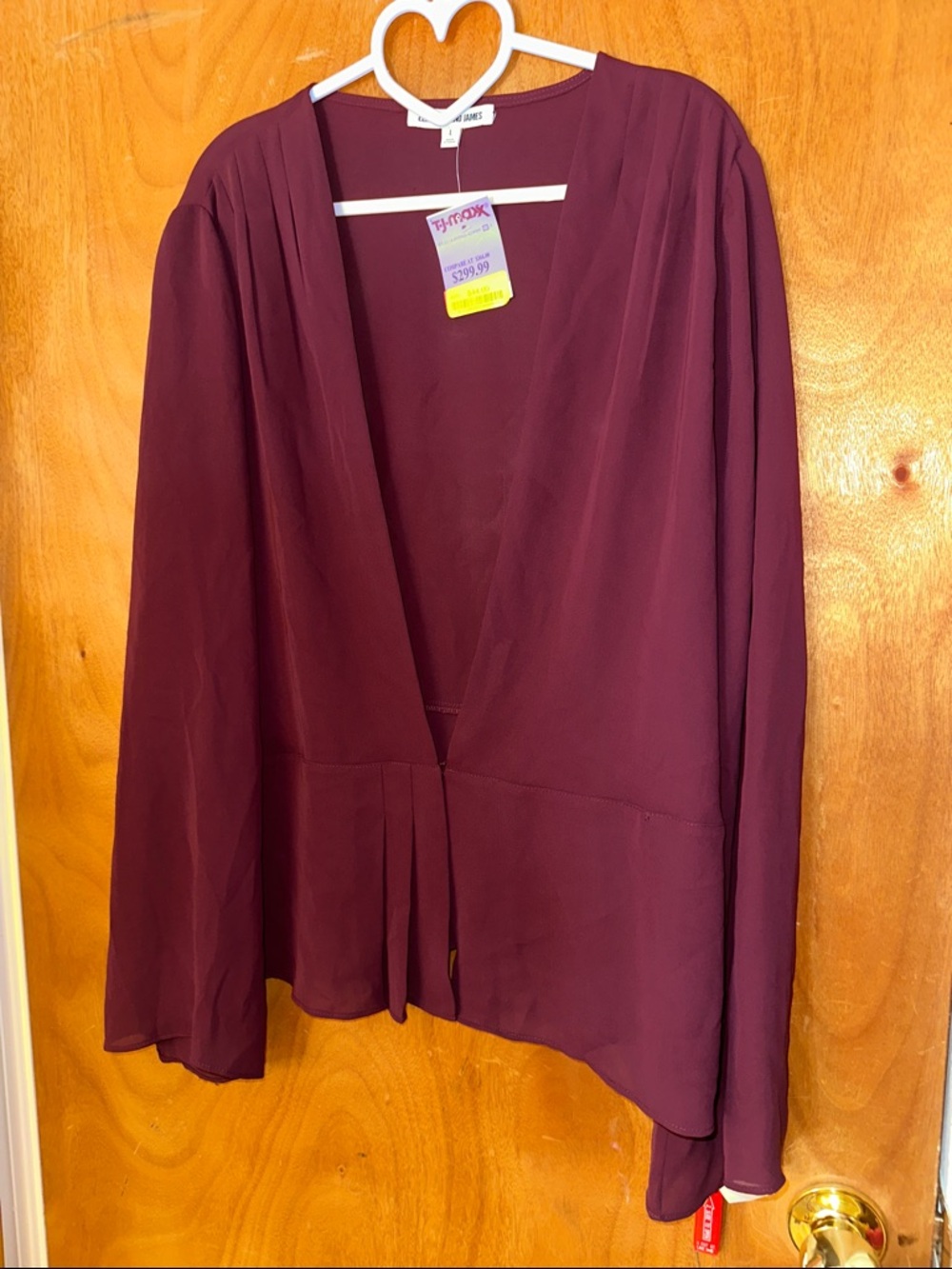 Elizabeth and James plum open-front top